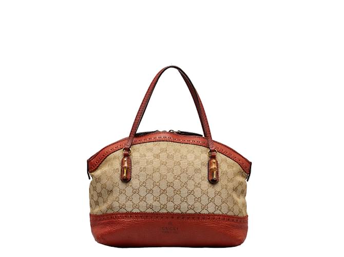 Borsa a mano Gucci GG Canvas Bamboo 339002 in ottime condizioni Beige Tela  ref.1056457