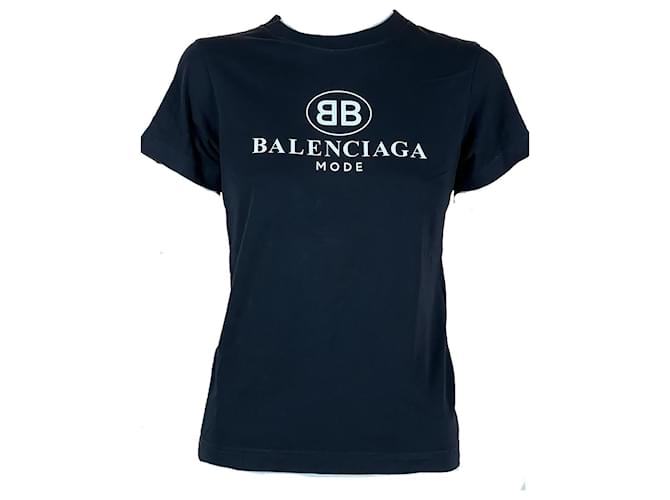 Balenciaga-Logo-T-Shirt Schwarz Baumwolle  ref.1056616