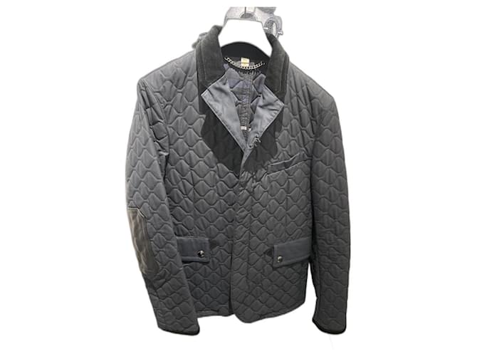 Burberry Quilted Jacket Navy blue Cotton  ref.1056650
