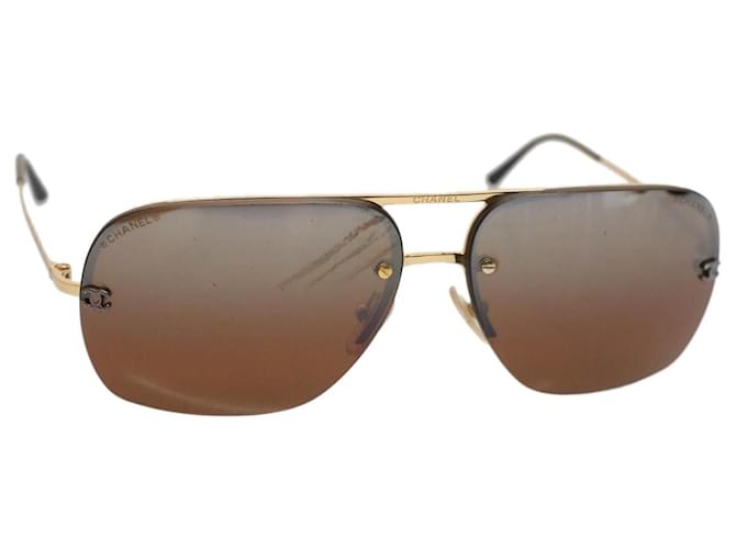 CHANEL Sunglasses Metal Black Gold Tone CC Auth 53401  ref.1056761