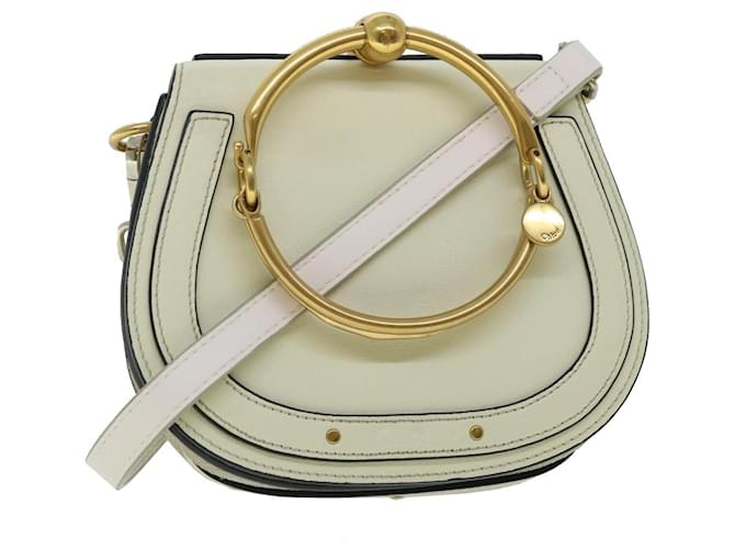 Chloé Chloe Small Bracelet Hand Bag Nile leather 2way Cream Auth 52444  ref.1056851