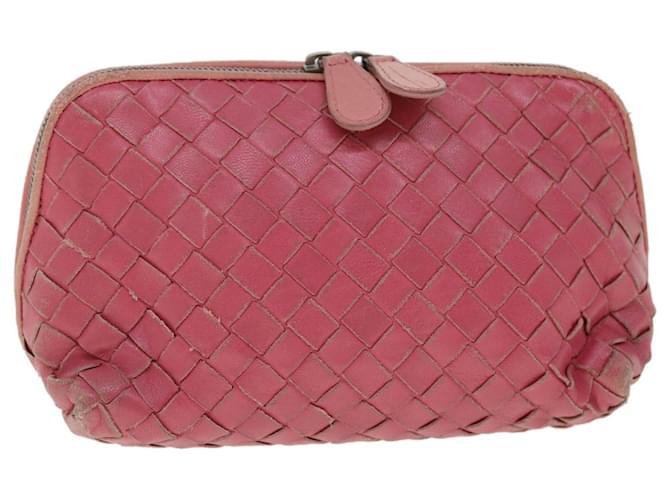 Autre Marque BOTTEGAVENETA INTRECCIATO Beutel Leder Rosa Auth 53447 Pink  ref.1056852