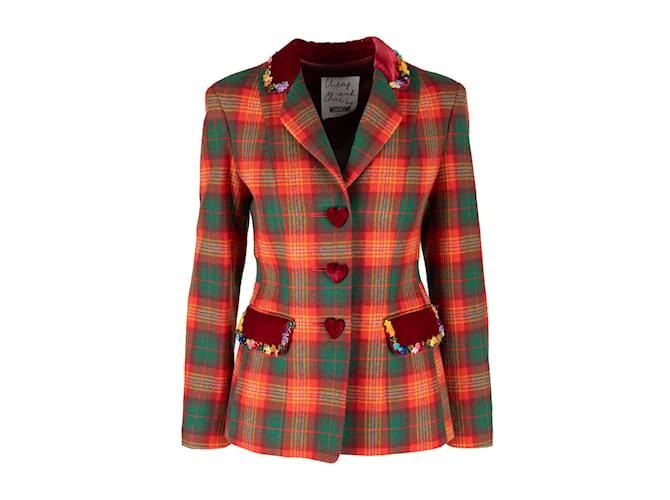 Moschino Cheap & Chic Plaid Jacket with Heart Buttons Multiple colors Wool  ref.1056879