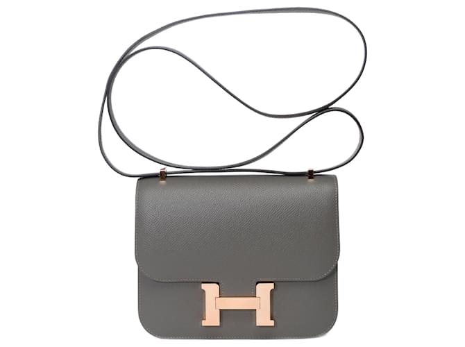 Hermès HERMES Constance Bag in Gray Leather - 101426 Grey  ref.1056888