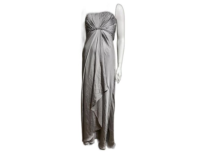 Autre Marque Silbergraues trägerloses Abendkleid von Monique Lhullier