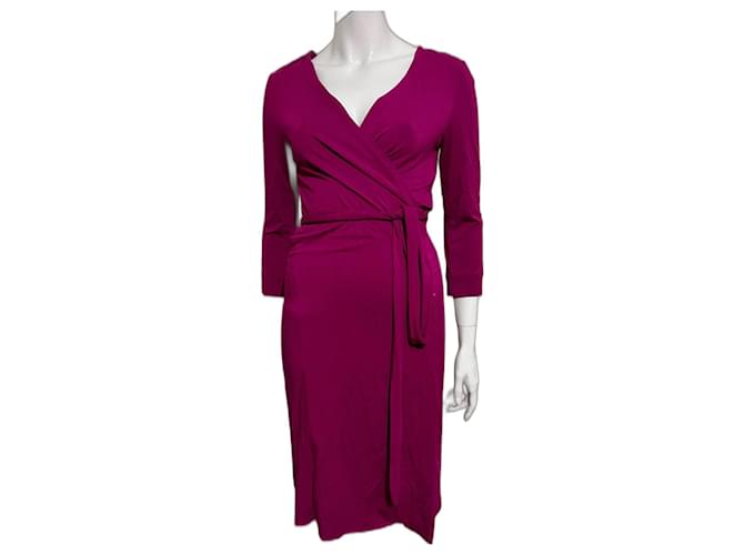Diane Von Furstenberg DVF New Julian Two - Robe portefeuille en jersey fuchsia Elasthane Rayon Rose Violet  ref.1057049