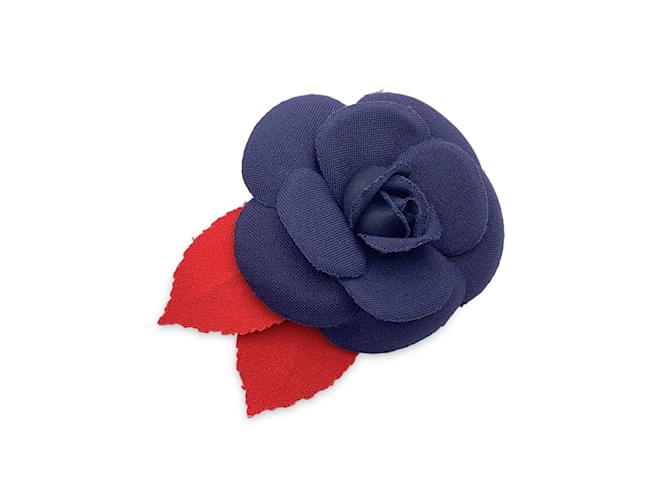 Pins & Brooches Chanel Vintage Blue Red Camelia Camellia Flower Pin Brooch