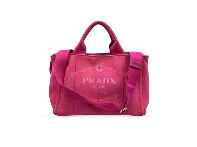 Prada Pink Canvas Small Canapa Logo 2 Way Tote Bag Cloth  ref.1057067