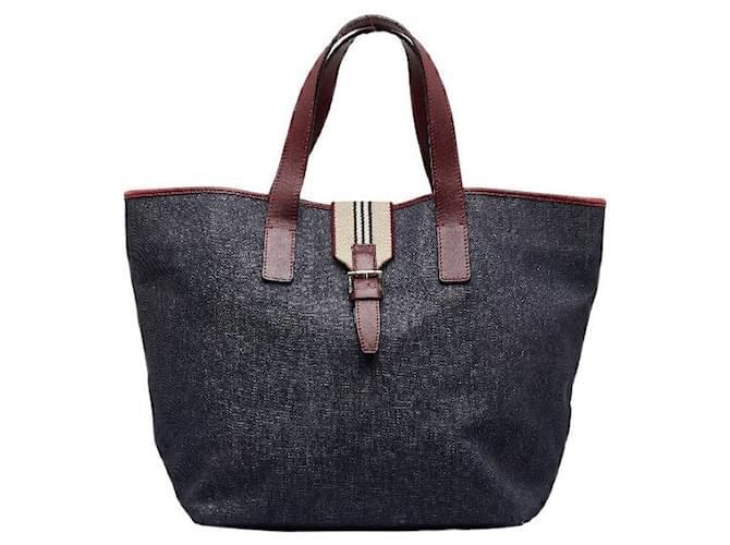 Burberry Denim Leather Tote Bag Blue  ref.1057095