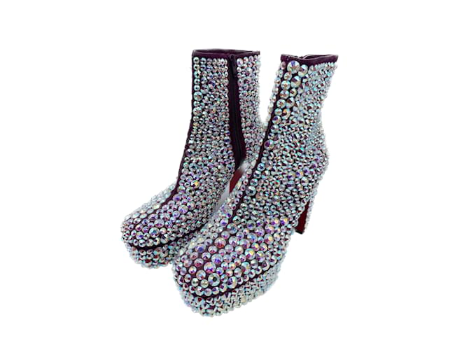 CHRISTIAN LOUBOUTIN  Ankle boots T.eu 39 glitter Silvery  ref.1057160