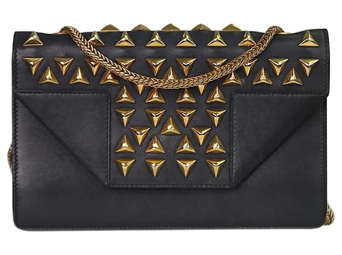 Black Leather With Silver And Gold Studs Purse By Via Spiga