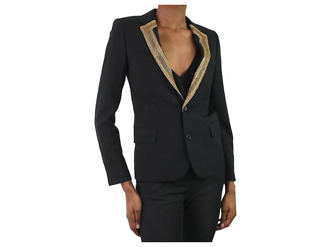 Saint Laurent Black buttoned blazer with metal embroidery - size FR 34 Wool  ref.1057204