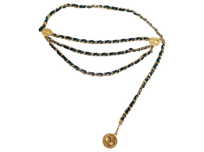 Cinto Chanel de Corrente Tripla Dourado