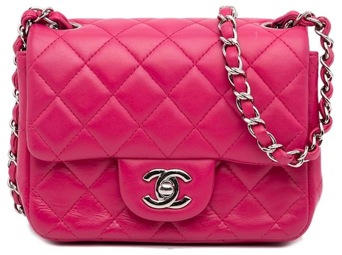 Chanel Pink Mini Classic Lambskin Square Flap