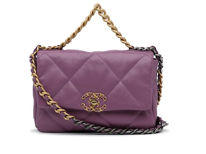 Chanel Pink Medium Lambskin 19 flap bag Leather ref.1057335 - Joli Closet