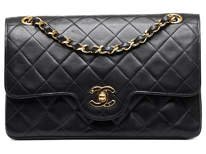 Chanel Black Small Classic Lambskin Double Flap Leather ref.1057380 - Joli  Closet