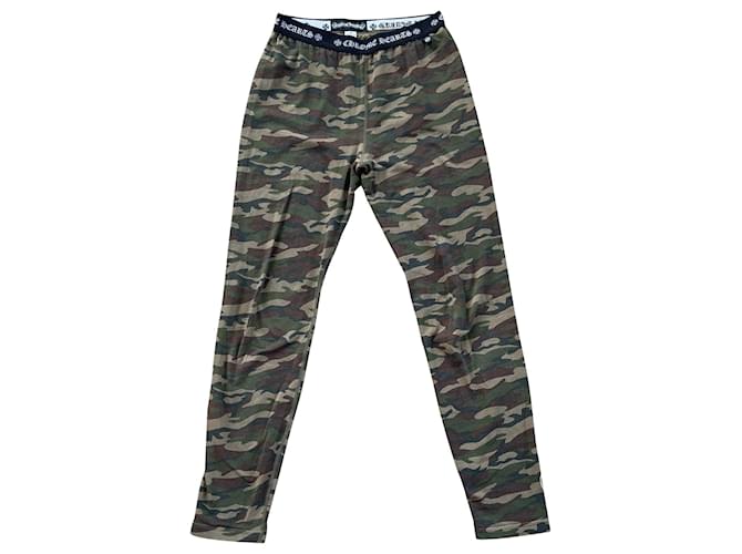 Chrome Hearts Pantaloni collant leggings mimetici con cuori cromati Verde Cachi Poliestere  ref.1057563