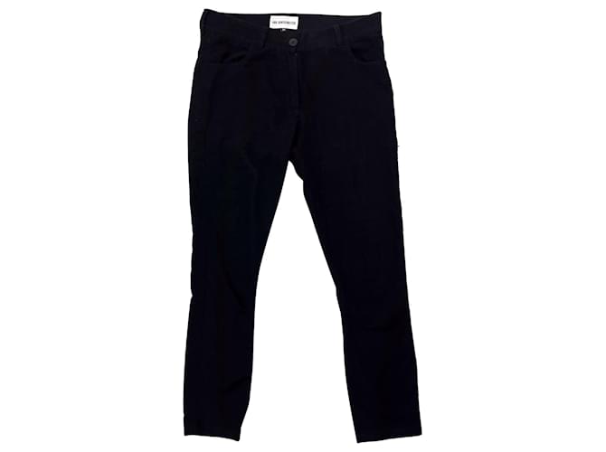 Tamaño de Ann Demeulemeester: 34 Pantalones largos ajustados de algodón en mezcla de rayón Negro  ref.1057564