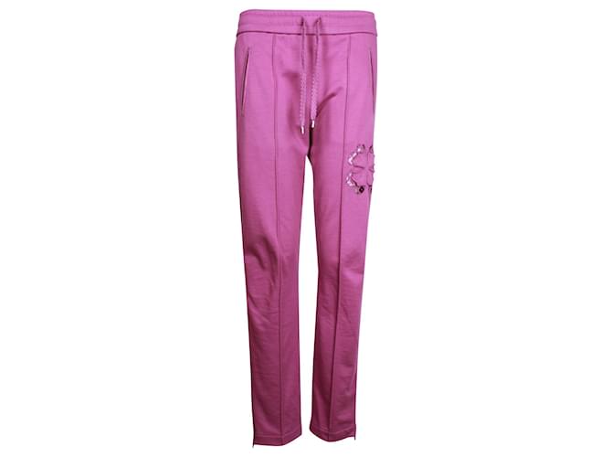 Pantalon de survêtement Chanel avec détails en dentelle florale en coton violet  ref.1057584