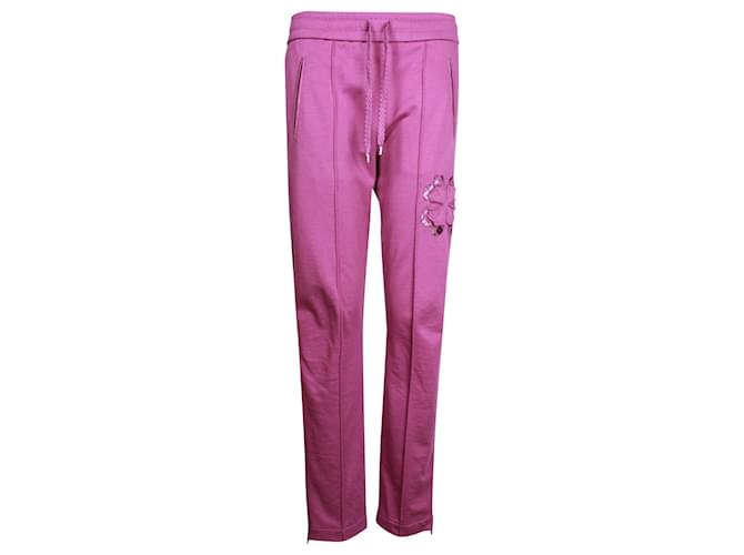 Pantalones deportivos con detalle de encaje floral Chanel en algodón morado Púrpura  ref.1057584