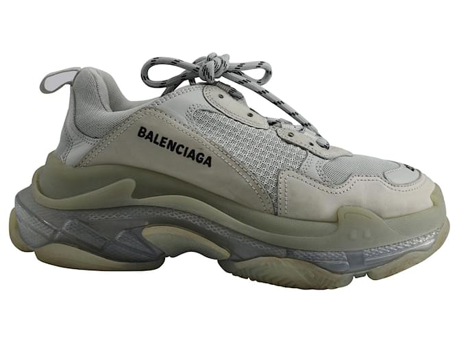 Everyday Balenciaga Triple S Sneakers mit durchsichtiger Sohle aus grauem Polyester  ref.1057587