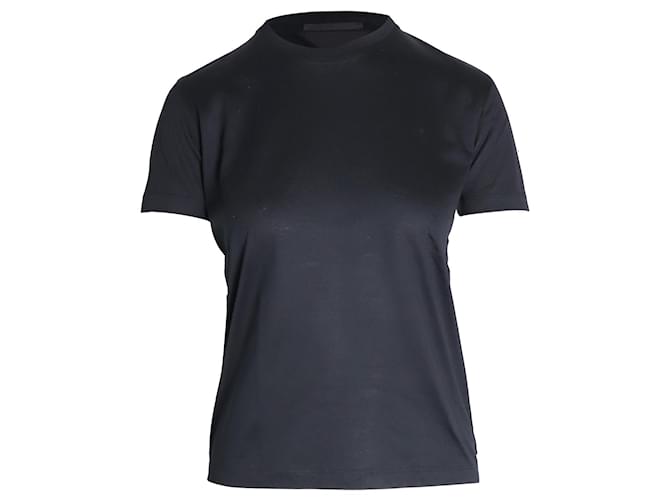 Camiseta con logo en la espalda de Prada en algodón negro  ref.1057593