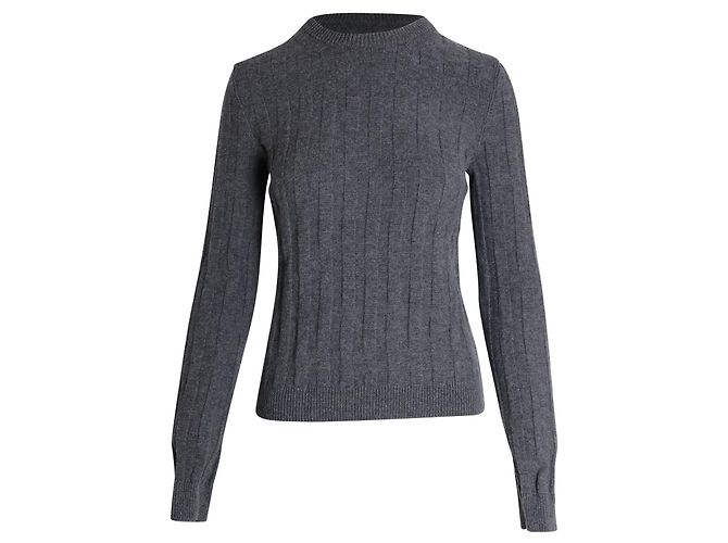 Hermès Suéter Hermes Crewneck Rib Knit em Lã Cinza