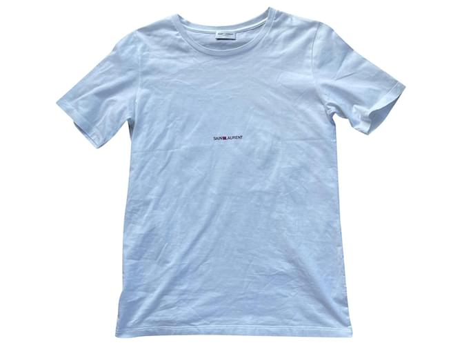 Saint Laurent Paris 17T-shirt à manches courtes et col rond Ss Mini Logo Blanc Coton  ref.1057614