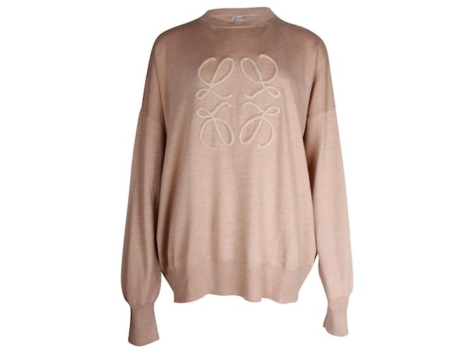 Maglione Loewe Anagram lavorato a maglia in lana rosa pastello  ref.1057618