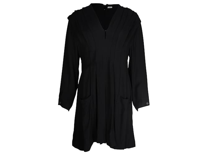 Sandro Paris Milene Pleated Crepe Mini Dress in Black Viscose Cellulose fibre  ref.1057628