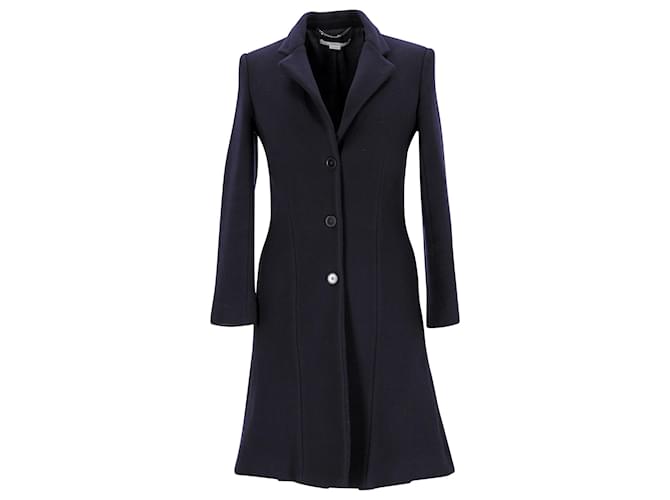 Stella Mc Cartney Stella McCartney Long Coat in Navy Blue Wool  ref.1057643