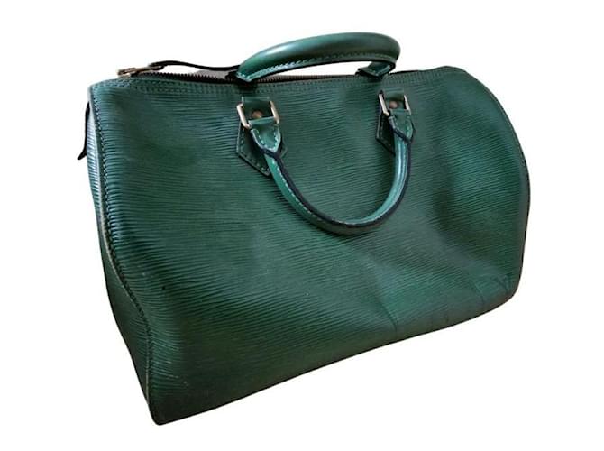 Louis Vuitton Speedy 35 Dark green Leather  ref.1057666