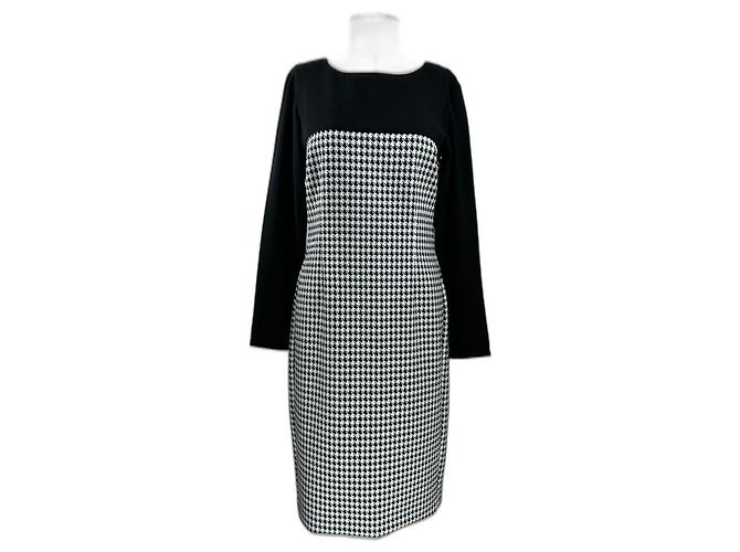 Max Mara Kleid Hahnentrittmuster Schwarz Weiß