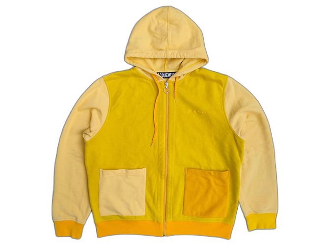 Jacquemus Kapuzenpullover mit Reißverschluss Gelb Baumwolle