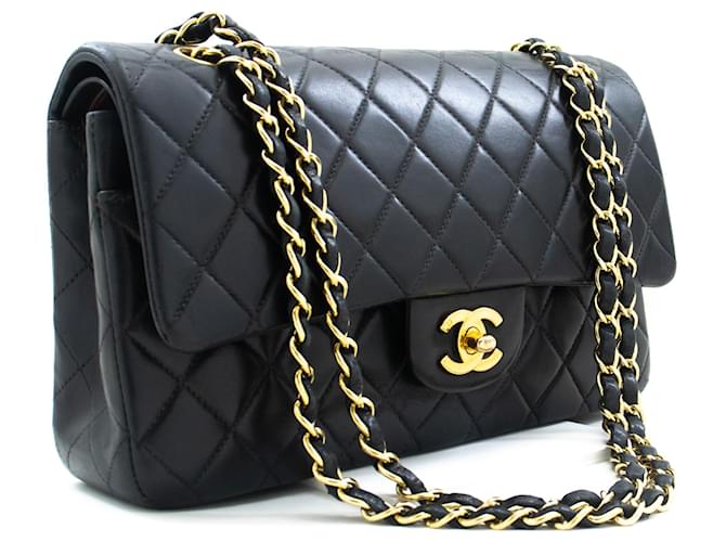 Vintage Black Lambskin Quilted Mini Full Flap Gold Hardware – RD