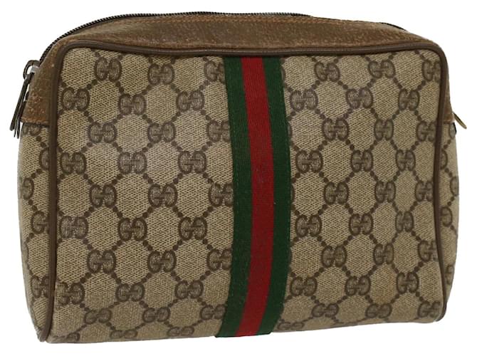 GUCCI GG Canvas Web Sherry Line Clutch Bag Beige Red Green 89 01 012 Auth ep1565  ref.1058018