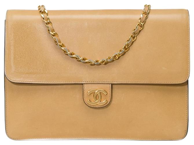 Sac Chanel Timeless/Classic in Beige Leather - 101428  ref.1058114