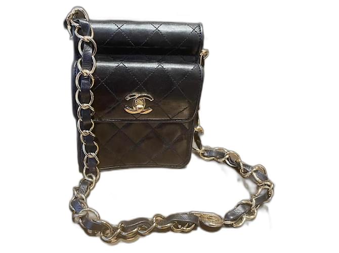 Chanel Coleccionista Negro Gold hardware Cuero  ref.1058192