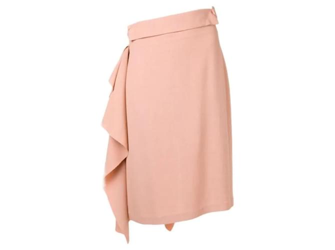 Autre Marque MAISON FLANEUR ROSE MIDI SKIRT WITH RUFFLED PANEL. Pink Wool Viscose  ref.1058197