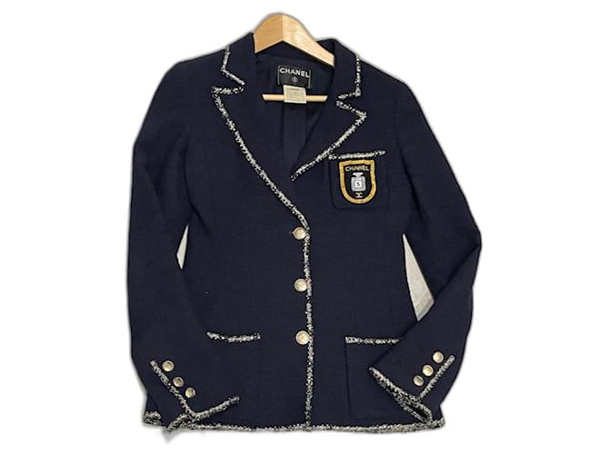 Chanel Jackets Navy blue Wool  ref.1058220