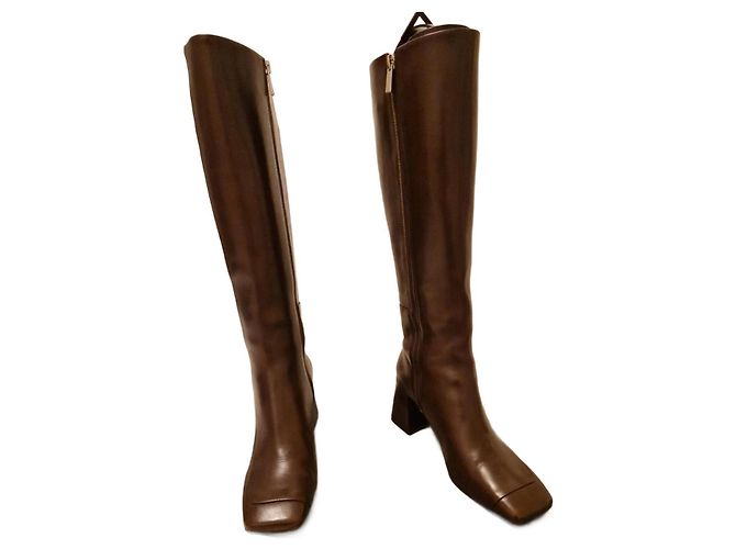 Minelli Kniehohe Lederstiefel Dunkelbraun