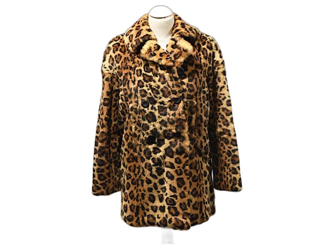 Manteau caban en lapin rasé, imprimé léopard, Sprung Frères  ref.1058227