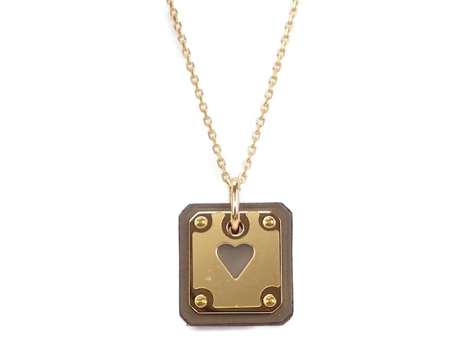 Hermès Colar com pingente As de Coeur Dourado Metal  ref.1058265