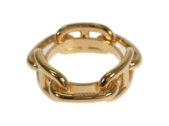 Ring Hermès Bague Foulard Chaîne d'Ancre Métal Doré  ref.1058287