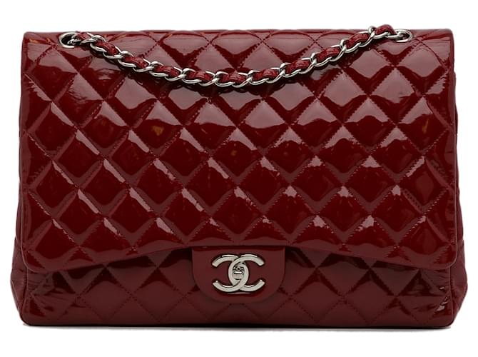 Chanel Red Maxi Classic Patent Leather Double Flap Bag ref.1058401 - Joli  Closet