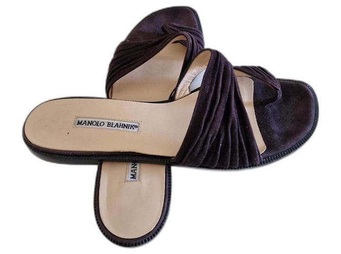 Mules Manolo Blahnik en daim marron