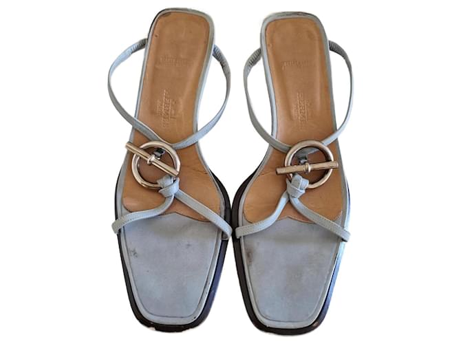Hermès sandali Blu Pelle  ref.1058612