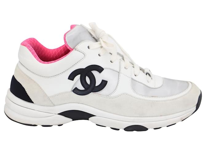 Tênis Chanel CC de cano baixo em couro branco  ref.1058658