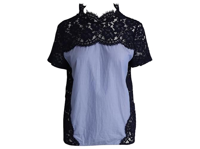Sandro Lacey Blouse in Blue Polyester  ref.1058659