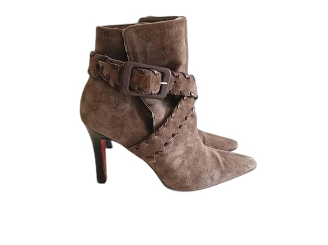 Christian Louboutin Ankle Boots Brown Suede  ref.1058763